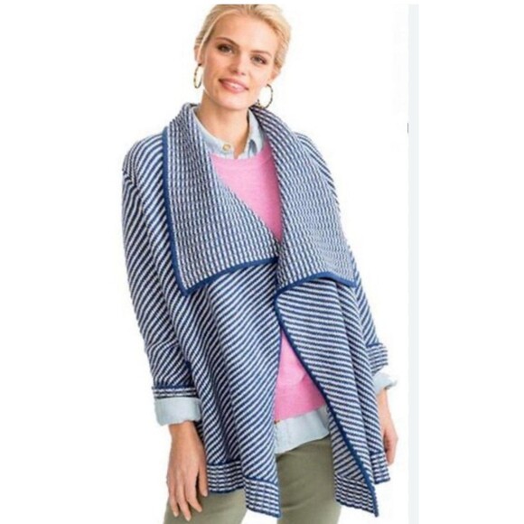 Southern Tide Blue Wool Cashmere Wrap Pocket Oversized Sweater Women’s Size M - Picture 1 of 11